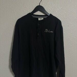 Black Long Sleeve Henley Shirt
